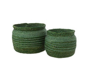 Basket Braided Edge Seagrass Green L H27 Ø30cm Homeware Jolipa